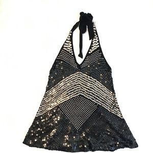 Blk/silver sequined top